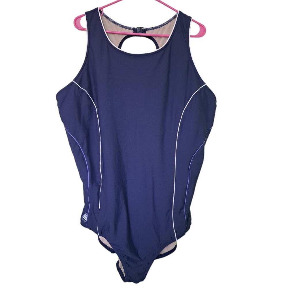 Lands' End Swimming Suit Bathing Suit One Piece 26W Blue Bright Navy EUC